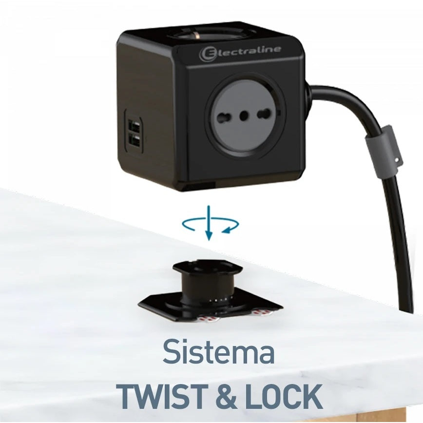 MULTIPRESA CUBO POWERCUBE 2 SCHUKO E 2 PRESE BIVAL