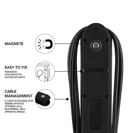 MULTIPRESA DA LAVORO CON 5 SCHUKO 16A CON MAGNETI