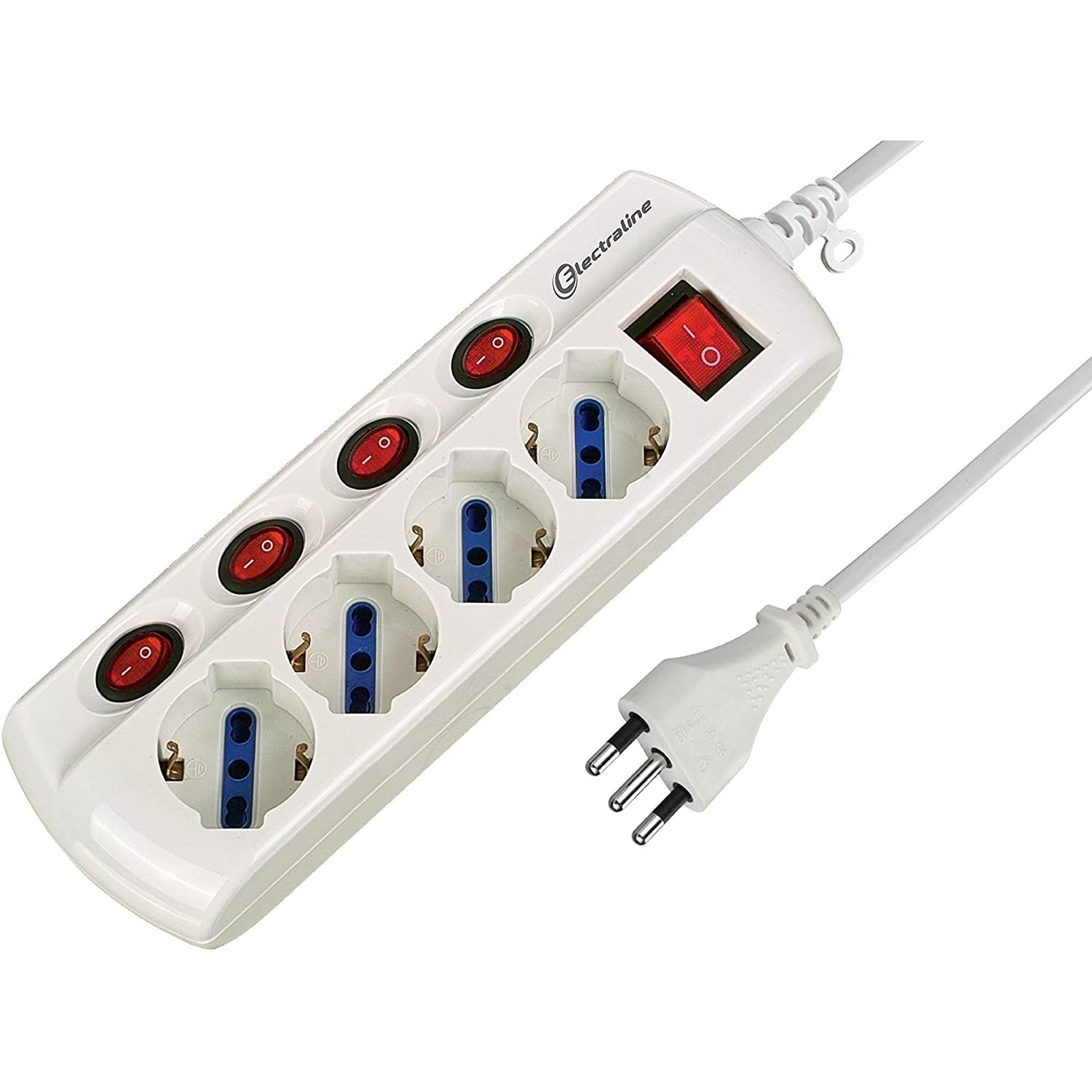 MULTIPRESA UNIVERSALE CON 4 SCHUKO 10/16A CON 4 IN