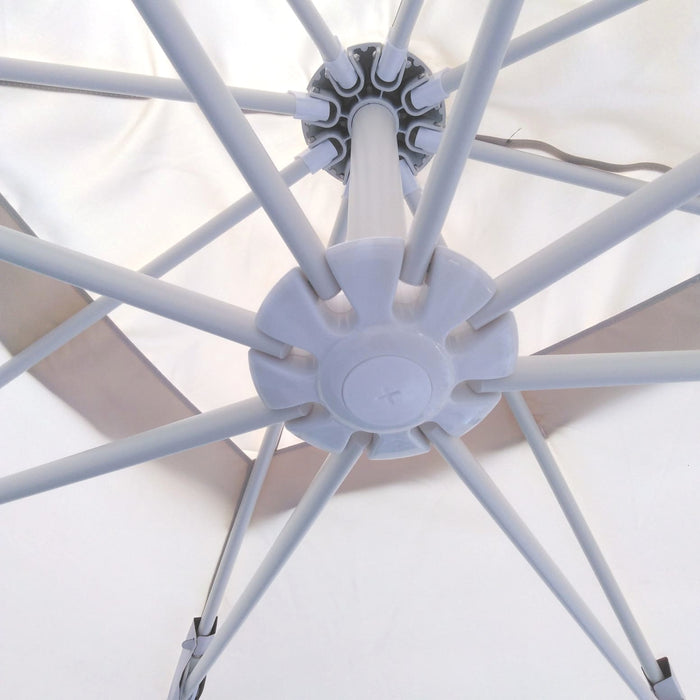 OMBRELLONE JESOLO A BRACCIO LATERALE GIREVOLE 360 GRADI MT.3.5X3 STRUTTURA IN ALLUMINIO BIANCO CON COPERTURA IN POLIESTERE GR.250MQ  BEIGE