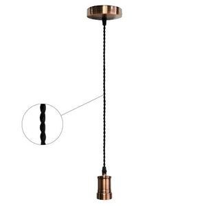 PENDEL VINTAGE 109CM E27 RAME SCURO CAVO TRECCIA