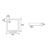 PIATTO DOCCIA ERA 70X70XH9CM IN CERAMICA