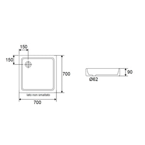 PIATTO DOCCIA ERA 70X70XH9CM IN CERAMICA