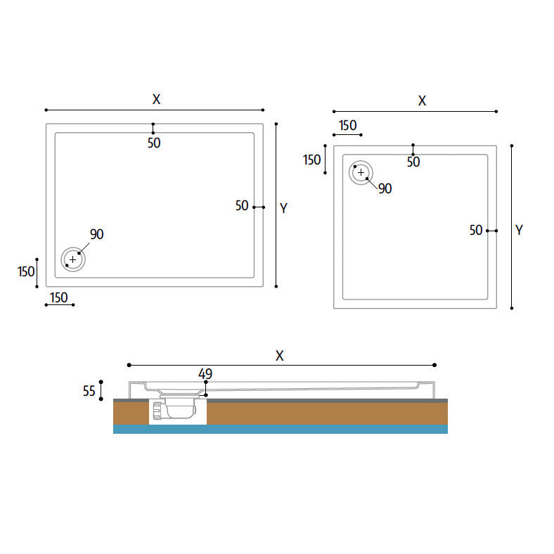 PIATTO DOCCIA FIVE 80X80XH5,5CM BIANCO BORDATO IN