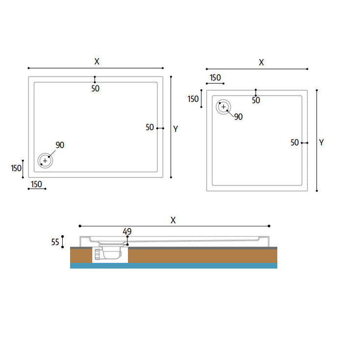 PIATTO DOCCIA FIVE 80X80XH5,5CM BIANCO BORDATO IN