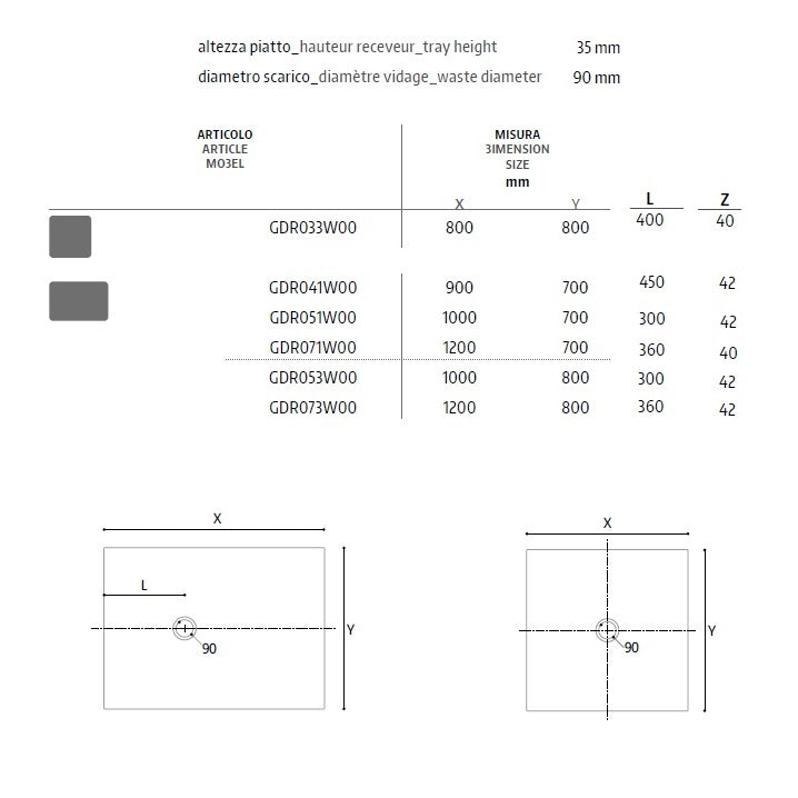 PIATTO DOCCIA STONE 80X80XH3,5CM BIANCO EFFETTO AR
