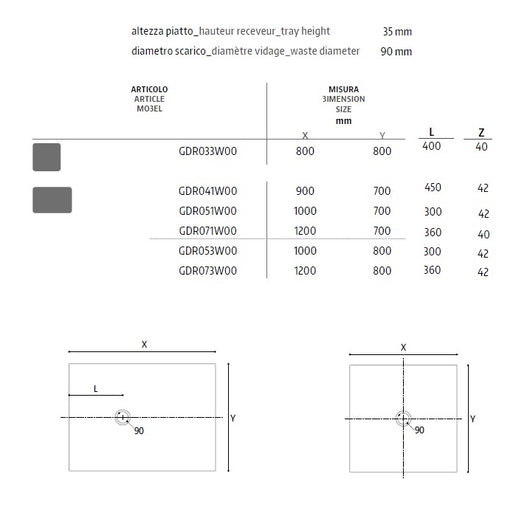 PIATTO DOCCIA STONE 80X80XH3,5CM BIANCO EFFETTO AR