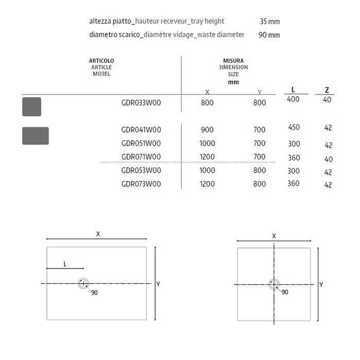 PIATTO DOCCIA STONE 80X80XH3,5CM BIANCO EFFETTO AR