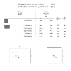 PIATTO DOCCIA STONE 70X120XH3,5CM BIANCO EFFETTO A