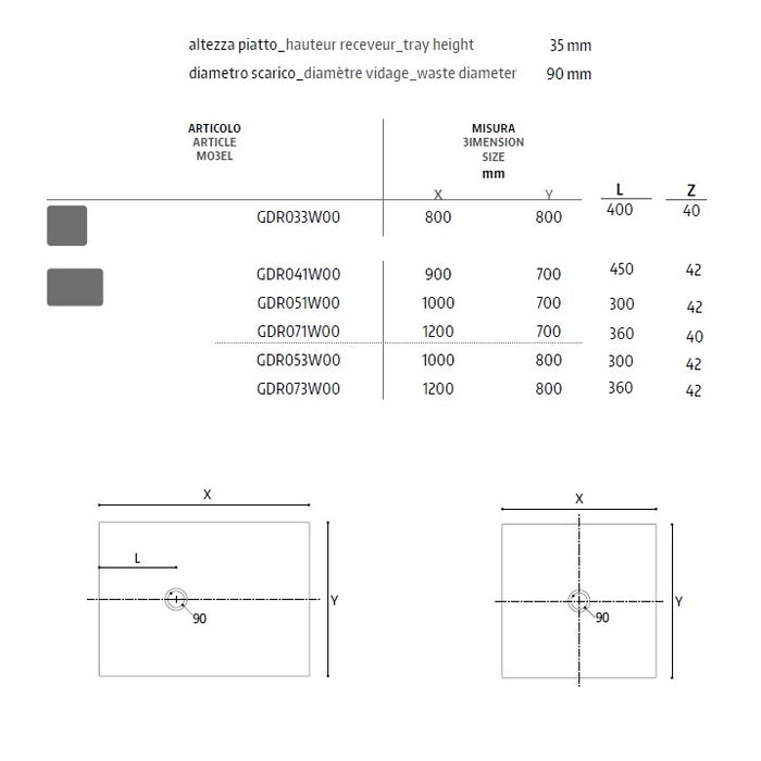 PIATTO DOCCIA STONE 80X100XH3,5CM BIANCO EFFETTO A