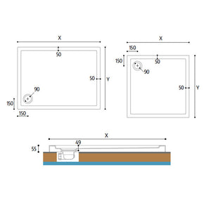PIATTO DOCCIA FIVE 80X120XH5,5CM BIANCO BORDATO IN