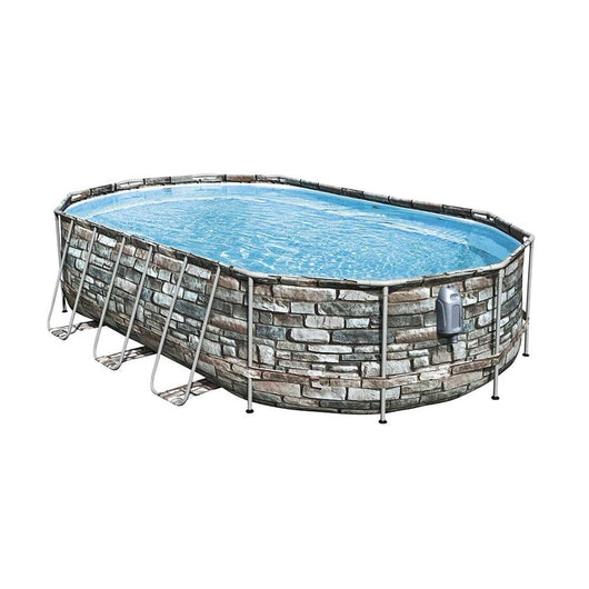 PISCINA POWER STEEL OVALE CM.610X366X122H CON IDROMASSAGGIO JET