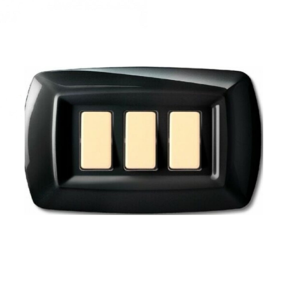 PLACCA TONDO 3 MODULI NERA