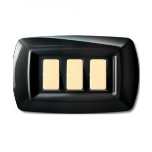 PLACCA TONDO 3 MODULI NERA