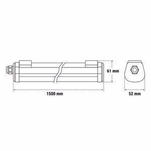 PLAFONIERA POLICARBONATO STAGNALED 150CM 40W IP65