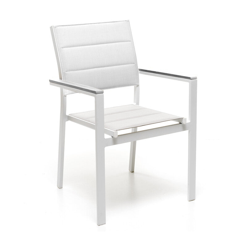 POLTRONA BIANCA 55X57XH85CM IN TESSUTO E ALLUMINIO