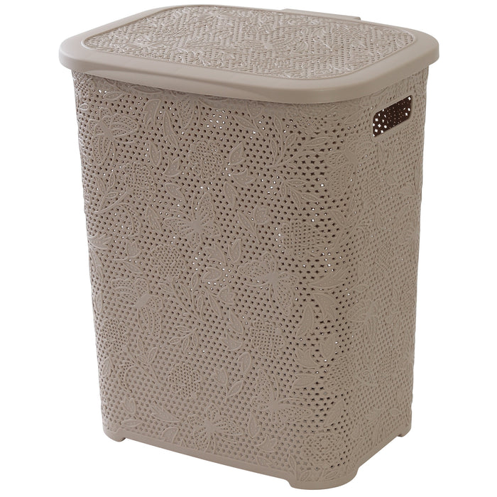 PORTABIANCHERIA FLOWER 50L TORTORA IN PLASTICA