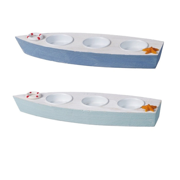 PORTACANDELA A BARCA 25X9XH3CM IN 2 COLORI