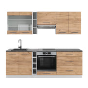 Cucina componibile Fame-Line Rovere dorato/Bianco 235 cm senza piano di lavoro Vicco