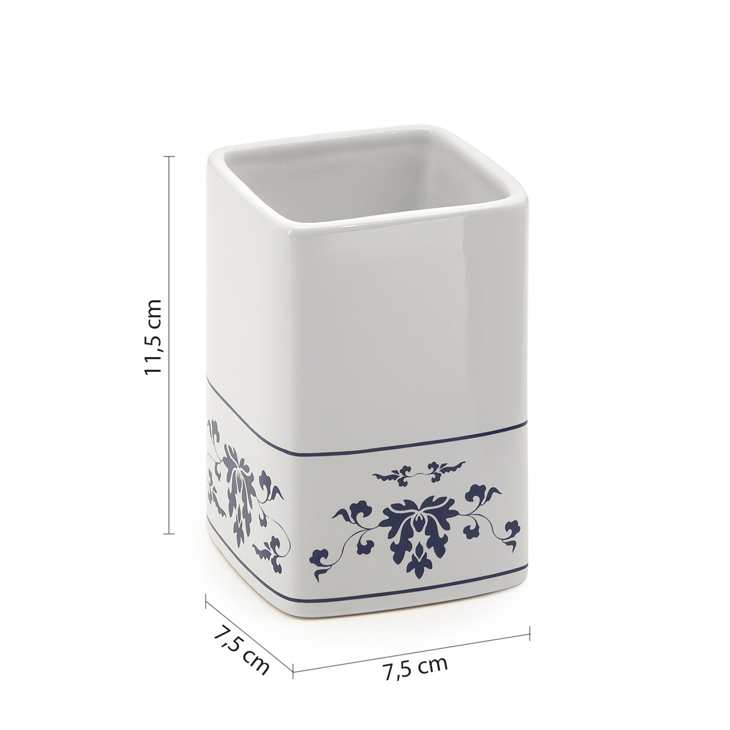 PORTASPAZZOLINI CIXI 8X8XH12CM BIANCO / BLU.