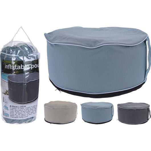 POUFF GONFIABILE D.55XH25CM IN 3 COLORI IN TESSUTO