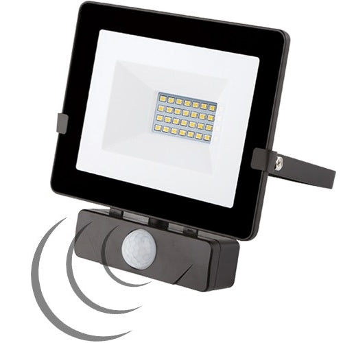 PROIETTORE LED 20W 4000K 1600LM NERO IP65 PIR