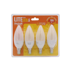 QUADRIPACK LAMPADA LED OLIVA E14 7W 3000K LITELED