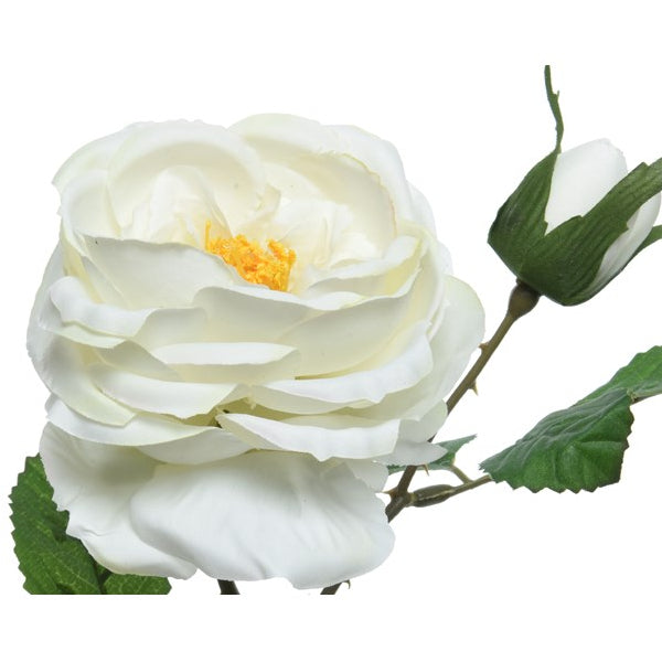 ROSA DECORATIVA BIANCA H42CM CON BOCCIOLO