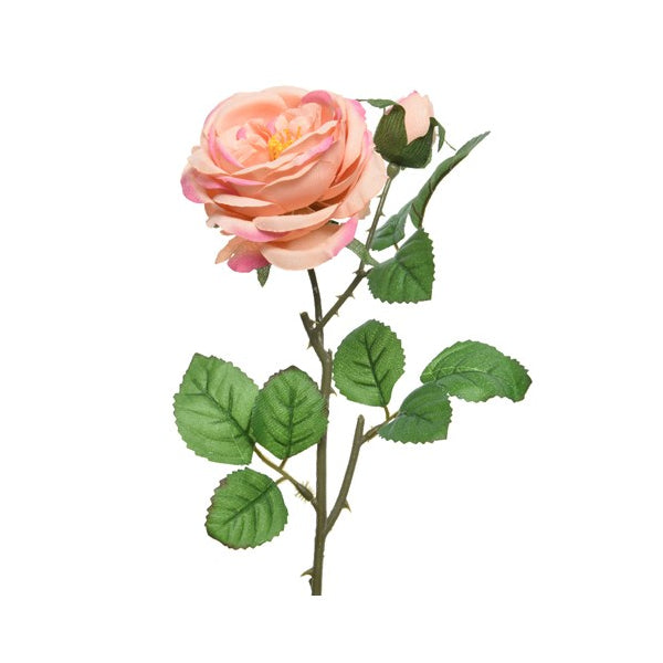 ROSA DECORATIVA PESCA H42CM CON BOCCIOLO