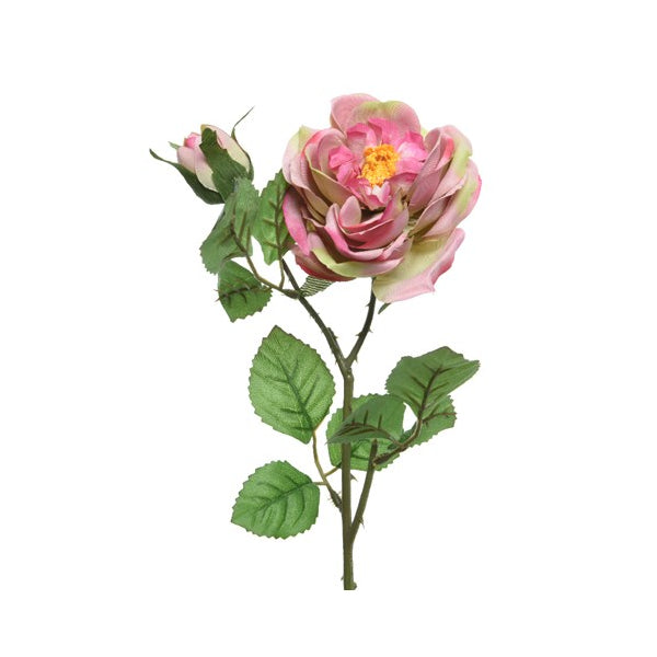 ROSA DECORATIVA ROSA TENUE H42CM CON BOCCIOLO