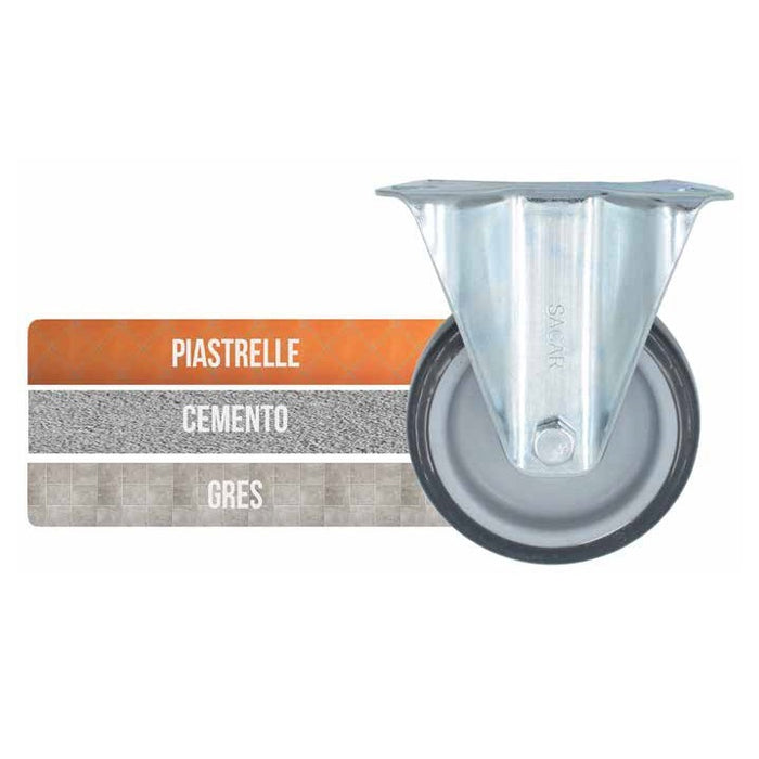 RUOTA GOMMA TERMOPLASTICA FISSA MM.80