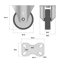 RUOTA GOMMA TERMOPLASTICA FISSA MM.100