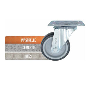 RUOTA GOMMA TERMOPLASTICA GIREVOLE MM.100