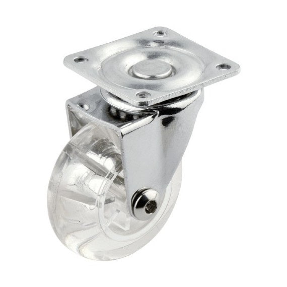 RUOTA TRASPARENTE 50MM CON PIASTRA 46X46MM