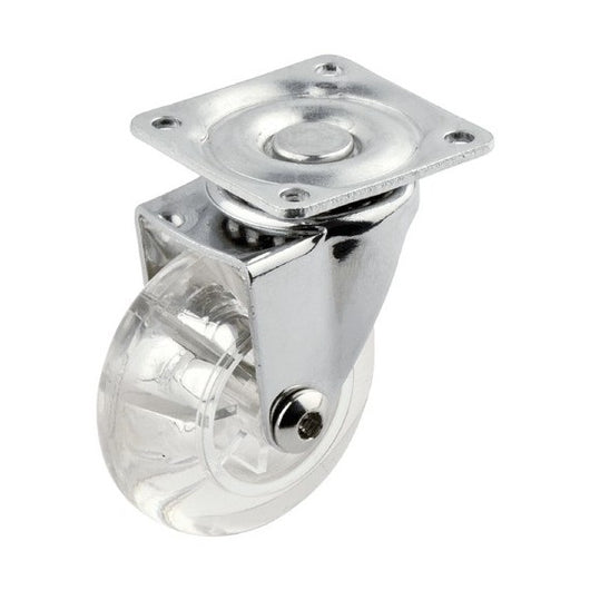 RUOTA TRASPARENTE 50MM CON PIASTRA 46X46MM