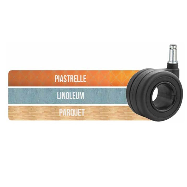 RUOTA WHOLE NERA POLIURETANO MM.65 PERNO 11X22