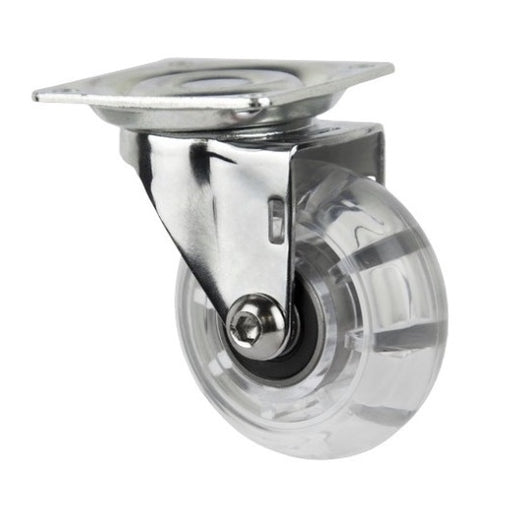 RUOTA TRASPARENTE MM.35 CON PIASTRA GIREVOLE