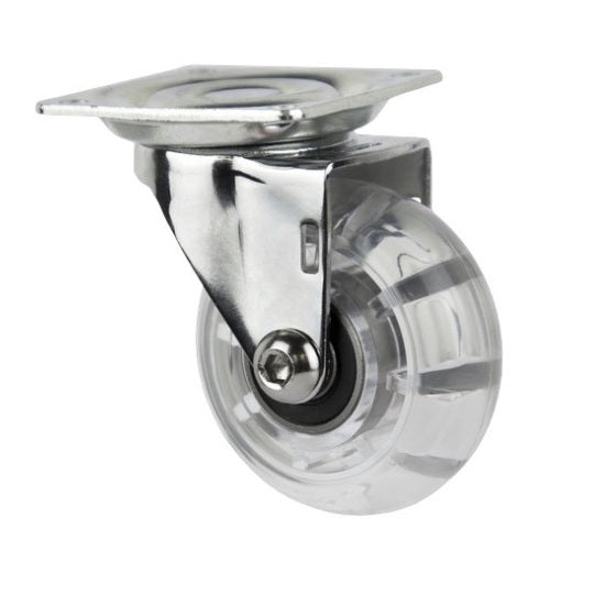 RUOTA TRASPARENTE MM.35 CON PIASTRA GIREVOLE