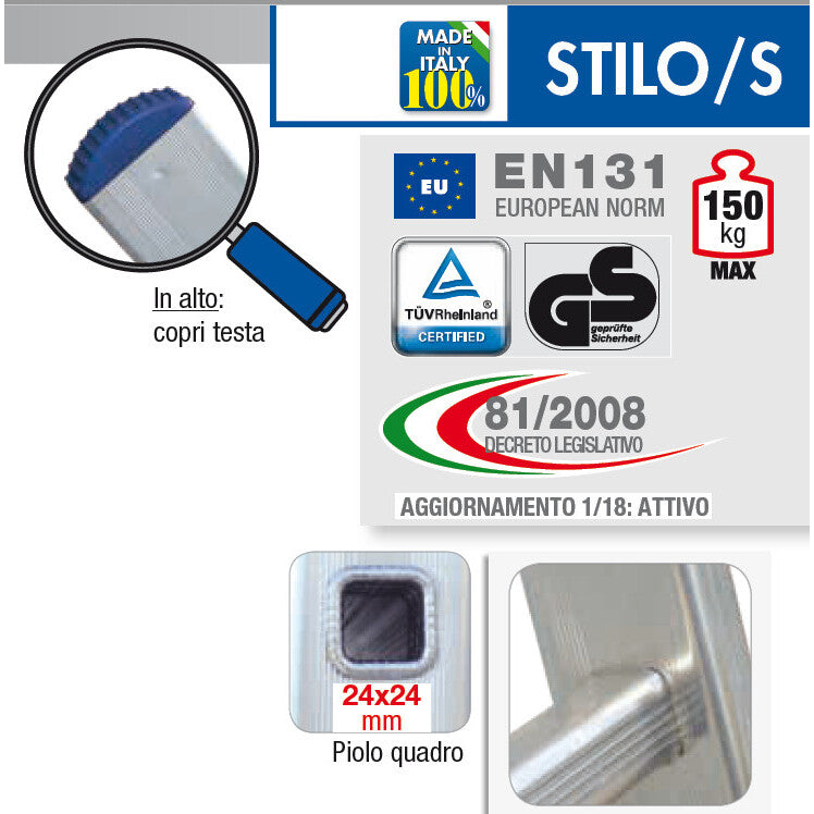 SCALA D'APPOGGIO STILO 11 GRADINI 35XH338CM