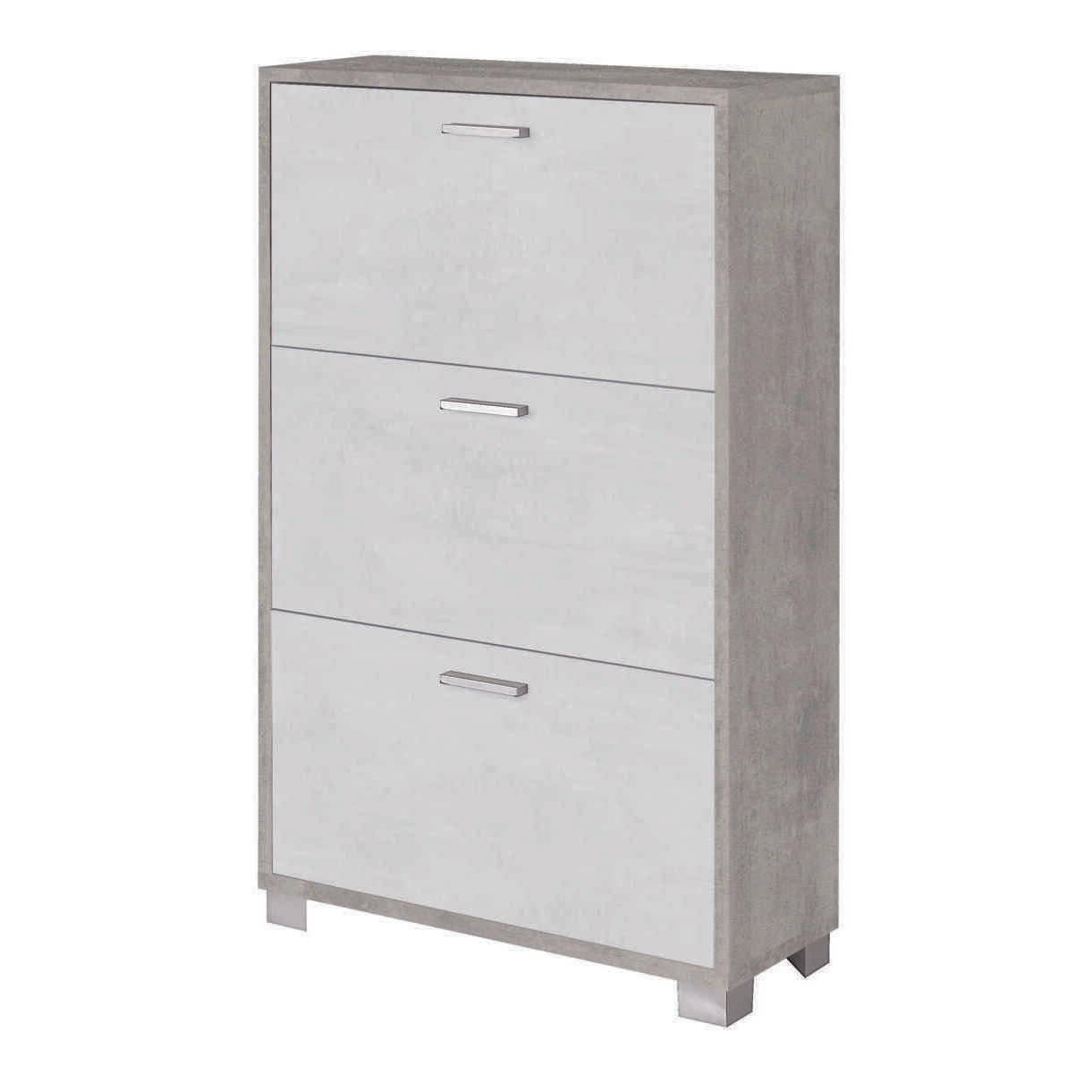 SCARPIERA CEMENTO 70X29XH118CM 3 RIBALTE BIANCHE