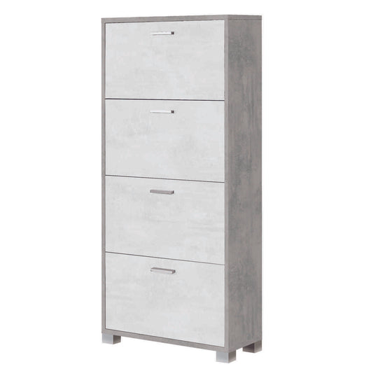 SCARPIERA CEMENTO 70X29XH154CM 4 RIBALTE BIANCHE