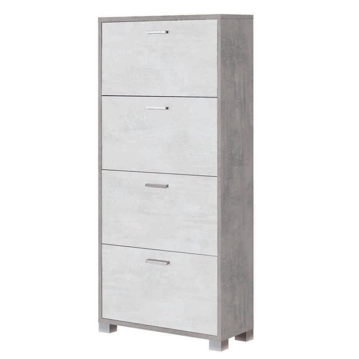 SCARPIERA CEMENTO 70X29XH154CM 4 RIBALTE BIANCHE