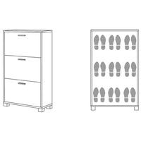 SCARPIERA CEMENTO 70X29XH118CM 3 RIBALTE BIANCHE