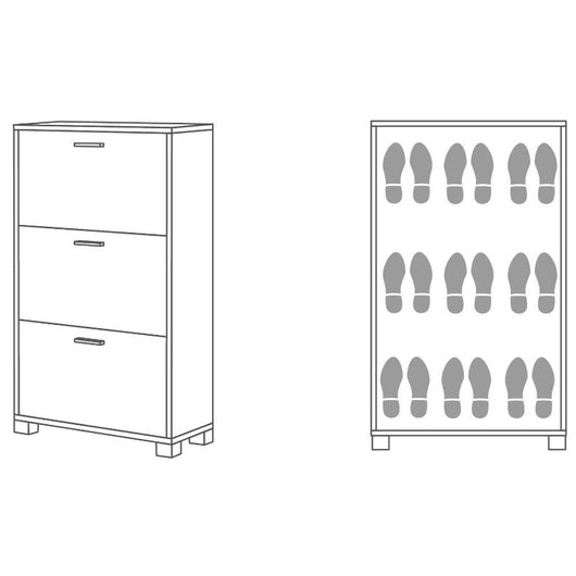 SCARPIERA CEMENTO 70X29XH118CM 3 RIBALTE BIANCHE