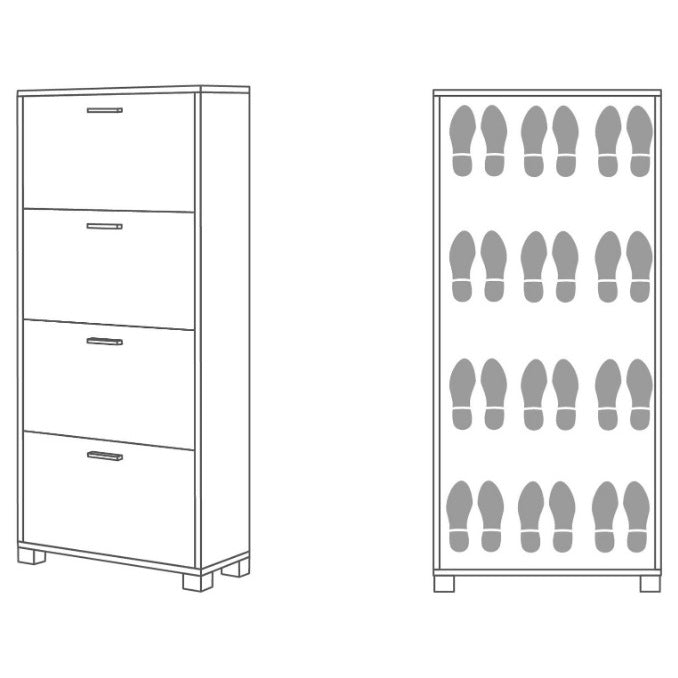 SCARPIERA CEMENTO 70X29XH154CM 4 RIBALTE BIANCHE