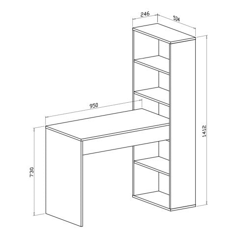SCRIVANIA ARTIS 95X54XH142CM BIANCA CON LIBRERIA