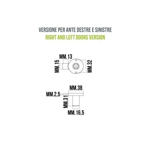 SERRATURA PER ANTE 16,5X31MM