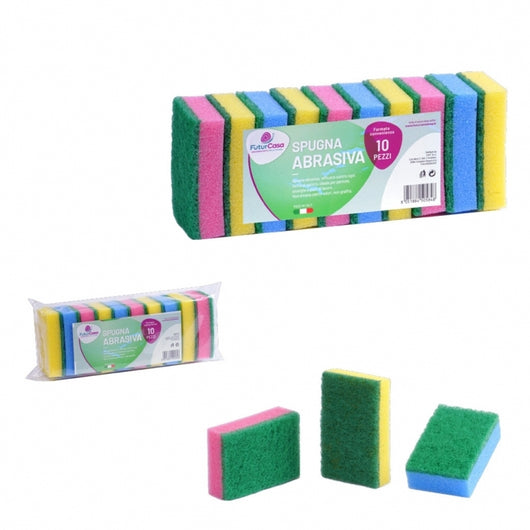 SET 10 SPUGNE ABRASIVE DOPPIE 9X5XH2CM.
