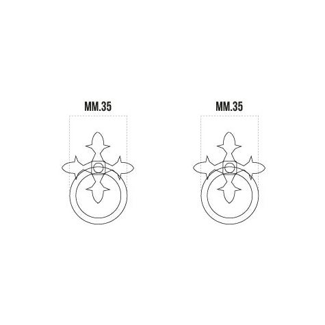 SET 2 MANIGLIETTE CIONDOLO 35MM IN FERRO BATTUTO C