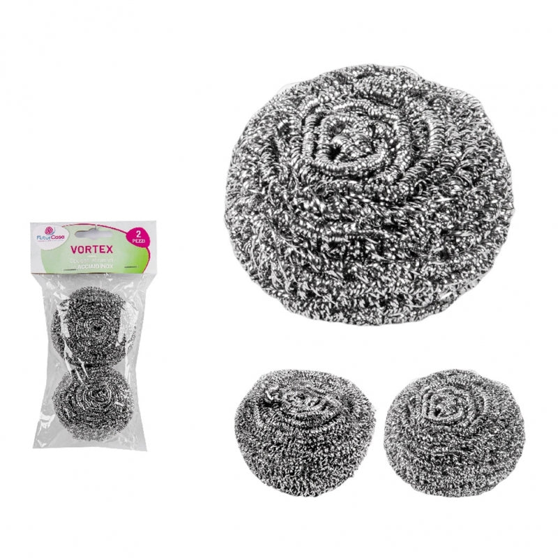 SET 2 SPUGNETTE ABRASIVE IN ACCIAIO INOX.